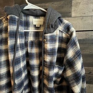 american eagle blue flannel hoodie jacket